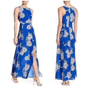 Blue floral Vince Camuto maxi dress size 2 with slit